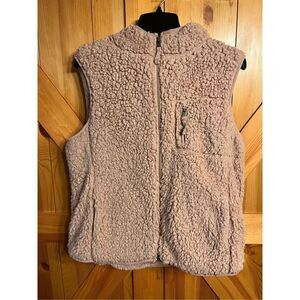 Weatherproof vintage light pink sherpa hooded zip up vest large (2502)